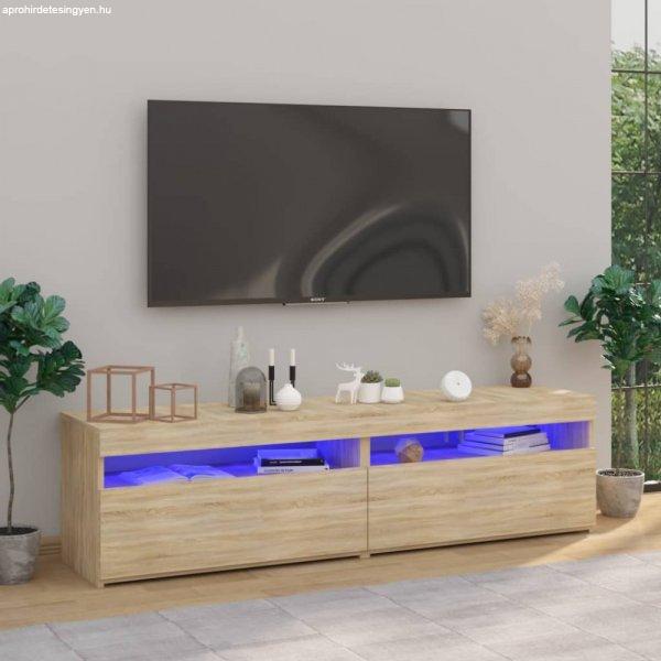 2 db sonoma-tölgyszínű TV-szekrény LED-világítással 75x35x40 cm