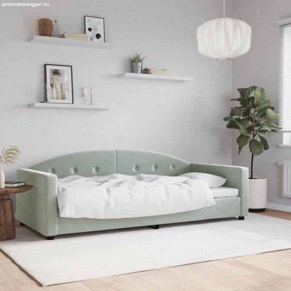 Világosszürke bársony kanapéágy 90 x 200 cm