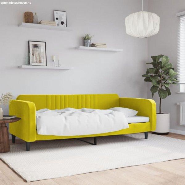 Sárga bársony kanapéágy 100 x 200 cm