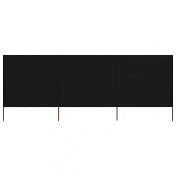Fekete szövet 3-paneles szélfogó 400 x 160 cm