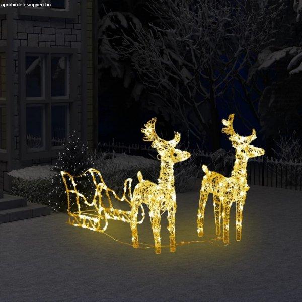 Akril rénszarvasos-szános karácsonyi dísz 160 LED-del 130 cm