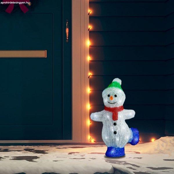 LED-es akril karácsonyi hóemberfigura bel- és és kültérre 30 cm