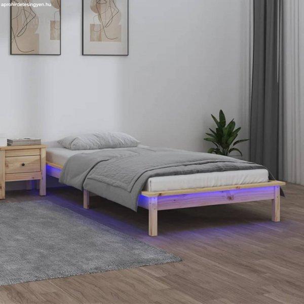 Tömör fa ágykeret LED-világítással 100 x 200 cm