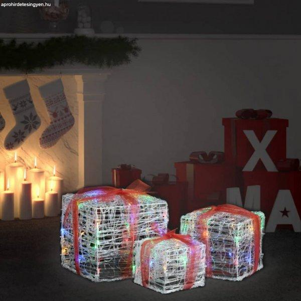 3 darab dekoratív akril színes karácsonyi ajándékdoboz