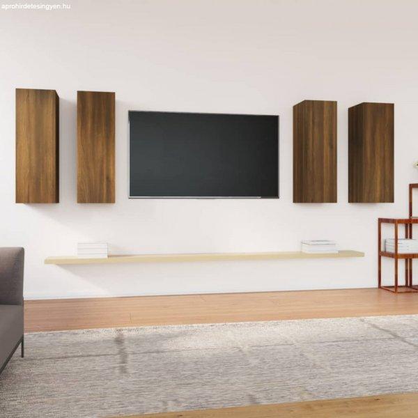 4 db barna tölgyszínű szerelt fa TV-szekrény 30,5 x 30 x 90 cm