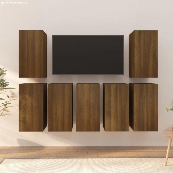 7 db barna tölgyszínű szerelt fa TV-szekrény 30,5 x 30 x 60 cm
