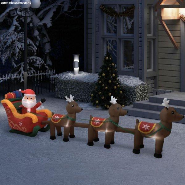 Karácsonyi felfújható Mikulás és rénszarvas dísz LED-del 490 cm