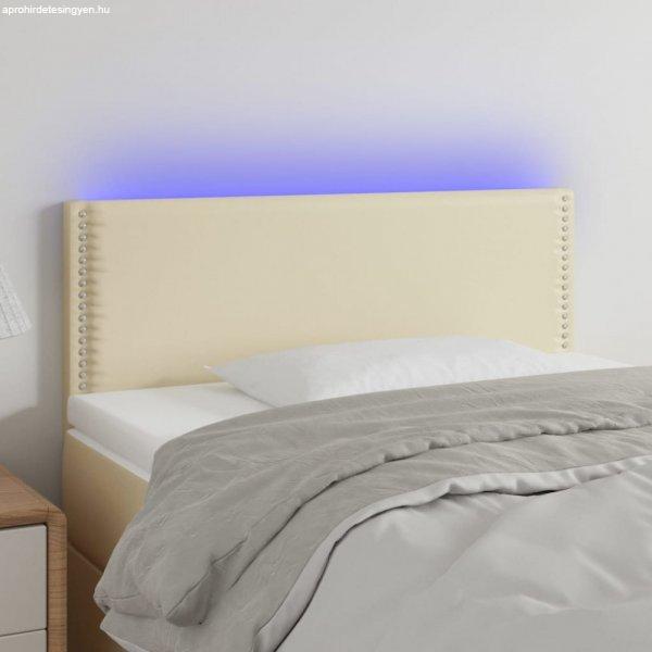 Krémszínű műbőr LED-es fejtámla 90 x 5 x 78/88 cm