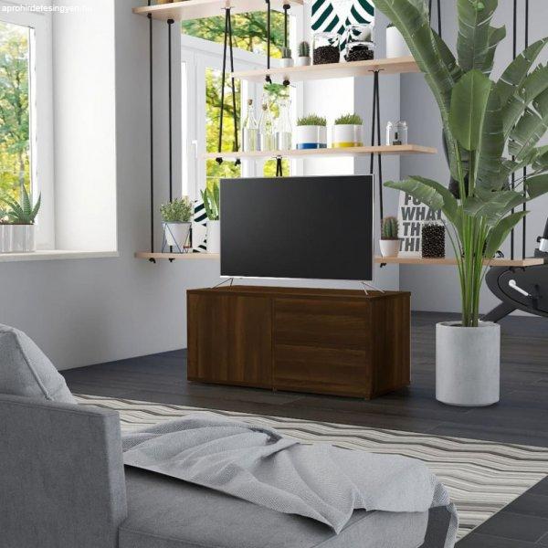 Barna tölgyszínű szerelt fa TV-szekrény 80 x 34 x 36 cm