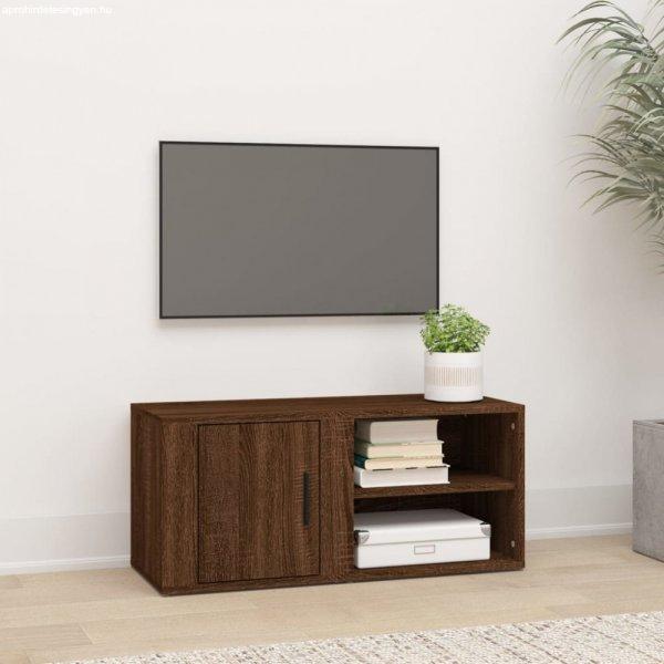Barna tölgyszínű szerelt fa TV-szekrény 80x31,5x36 cm