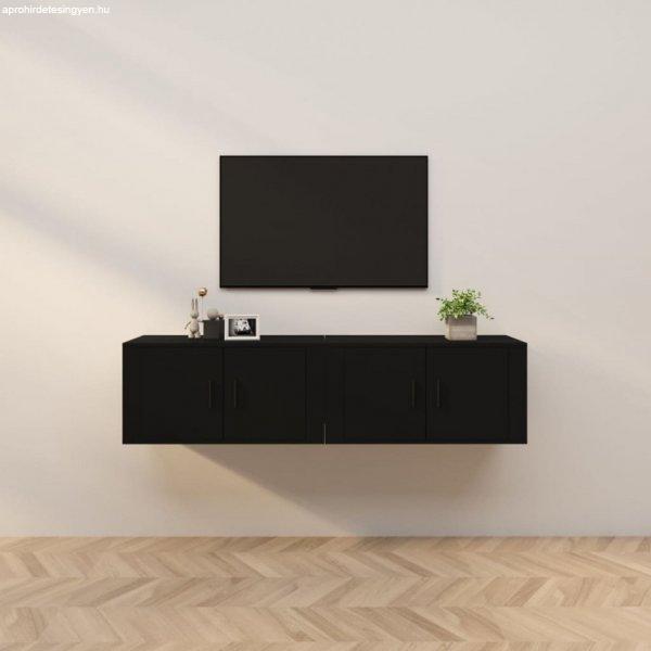 2 db fekete falra szerelhető TV-szekrény 80 x 34,5 x 40 cm