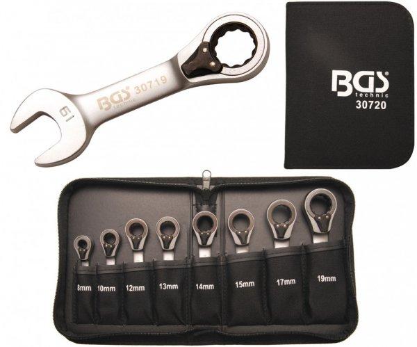 BGS-30720 Csillag-villás kulcs készlet racsnis rövid 8 részes, 8 - 19 mm