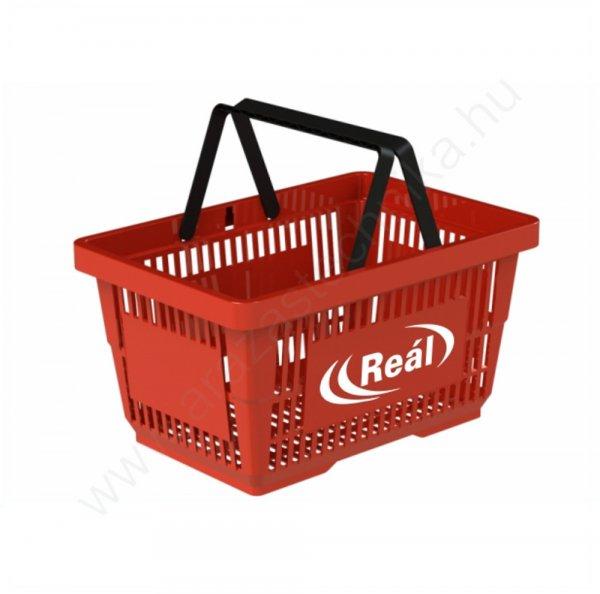 22 literes kézi bevásárló kosár - piros REÁL logo
