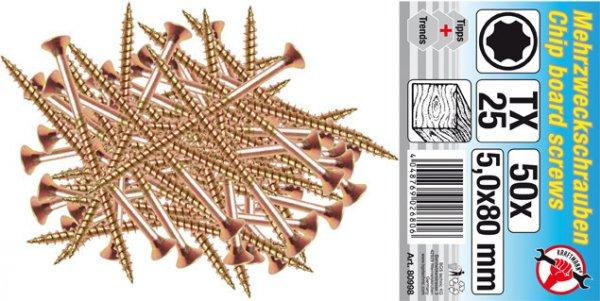 BGS-80998 Facsavar 5.0 x 80 mm, T25-ös fejjel 50 db