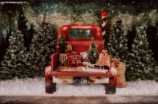 Vinyl háttér fotózáshoz.Karácsonyi teherautót ábrázoló fotó háttér
150cm(m) x 210(sz) Asd-841
