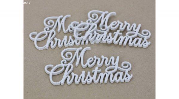 Fafigura "Merry Christmas" felirat fehér 8x15 cm