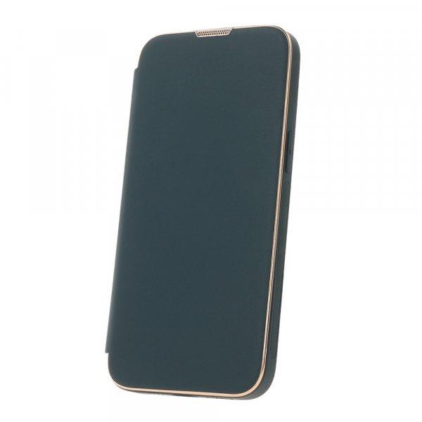 Smart Gold Frame MagSafe Apple iPhone 12 / 12 Pro 2020 (6.1) oldalra nyíló
könyv tok szilikon belsővel zöld