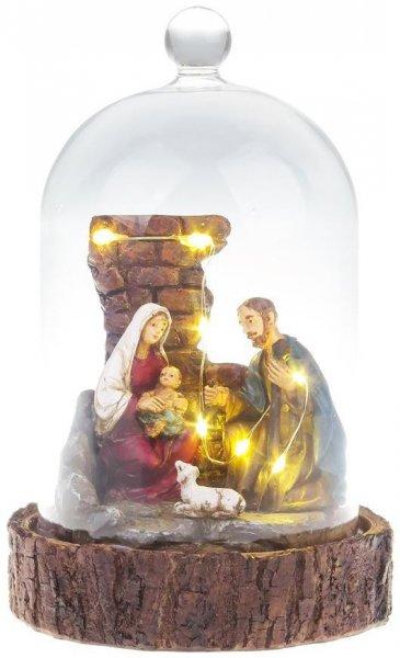 Dekoráció MagicHome Karácsony, Betlehem üveg kupolába, 7 LED, 2xAAA, benti,
11,80x11,80x19 cm