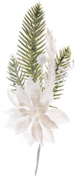 Gally MagicHome Karácsony, poinsettia virágal, fehér, 23 cm