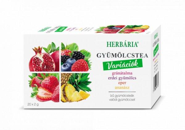 Herbária gyümölcstea mix 1 gránátalma, erdei gyümölcs, eper, ananász
variáció 20x2 g 40 g