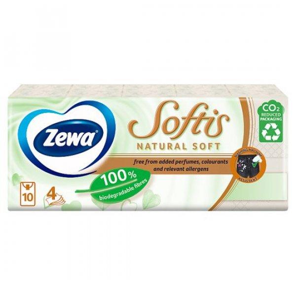 Zewa Softis 4 rétegű papír zsebkendő NaturalSoft 10x9 db