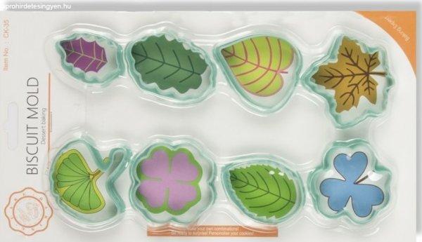 8 részes különböző levelek műanyag süti kiszúró készlet