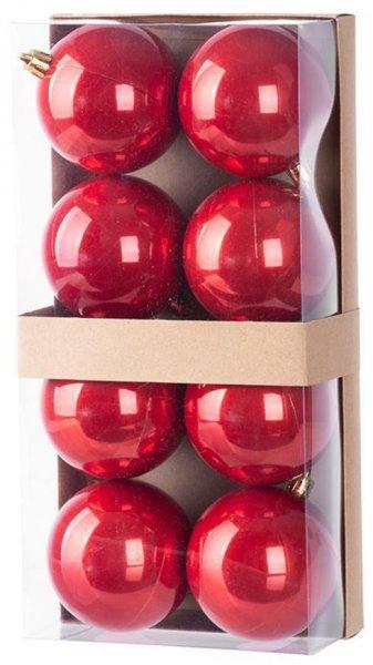 MagicHome karácsonyi gömbok, 8 db, piros, karácsonyfára, 7 cm