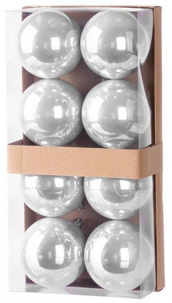 MagicHome karácsonyi gömbok, 8 db, ezüst, karácsonyfára, 7 cm