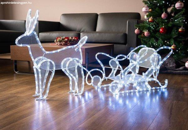 MagicHome karácsonyi dekoráció, Rénszarvas szánnal, 312 LED hideg fehér,
230 V, 50 Hz, kültér, 59 x