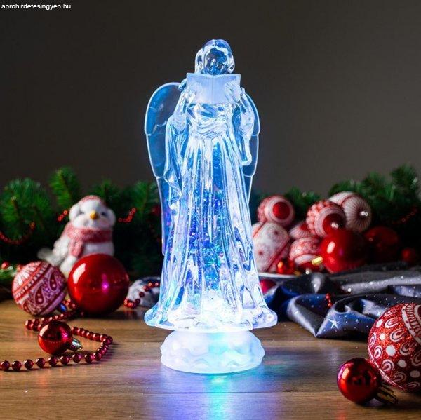 MagicHome karácsonyi dekoráció, Angyal, LED, változó színben, lebegő
csillámmal, PE, 3x AAA, 10 x 25