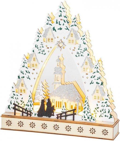 MagicHome karácsonyi dekoráció, Falu, LED, MDF, 30 x 7 x 33,5 cm