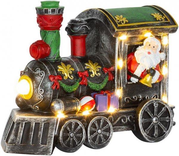 MagicHome karácsonyi dekoráció, Karácsonyi mozdony Mikulással, LED, 3x AA,
belső