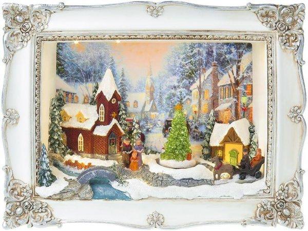 MagicHome karácsonyi dekoráció, Karácsonyi kép, LED, 3D, 3x AA, belső,
28,5 x 8,2 x 21,2 cm