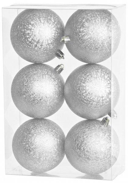 MagicHome karácsonyi gömbok, 6 db, ezüst, karácsonyfára, 8 cm
