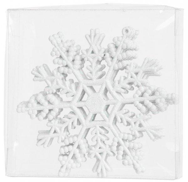 MagicHome karácsonyi dísz, 6 db, hópehely, fehér, karácsonyfára, 12 cm