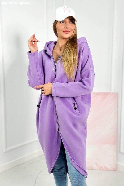 Hosszú szigetelt pulóver cipzárral, 9313-as modell, lila színű