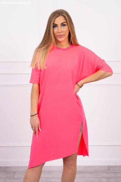 Tunika oversize ruha modell 9335 neon rózsaszín