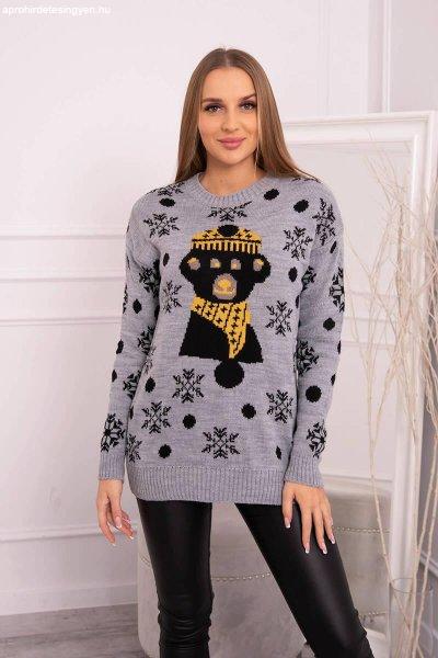 Karácsonyi pulóver mackóval, 2021-19 szürke
