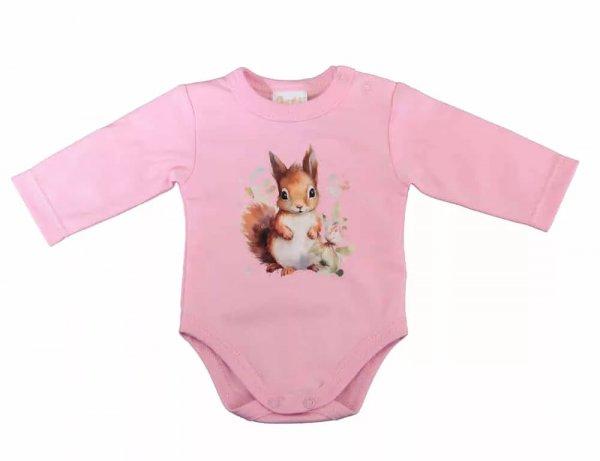Hosszú ujjú baba body mókus mintával (80)