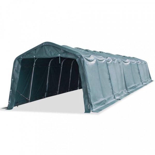 Sötétzöld elmozdítható PVC állattartó sátor 550 g/m² 3,3 x 16 m