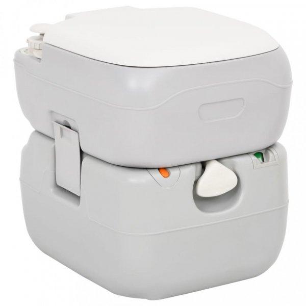 Szürke-fehér HDPE hordozható kemping WC 22+12 L