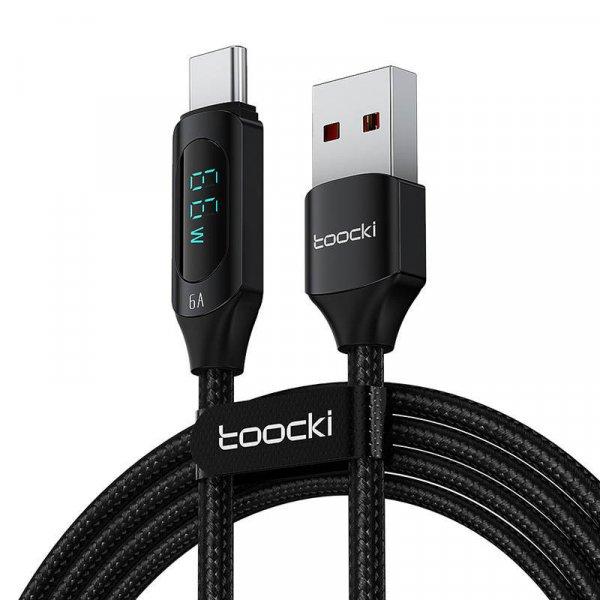 Toocki USB-USB-C kábel, 1 m, 66 W (fekete).