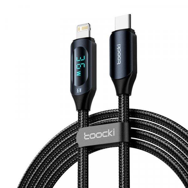 Toocki USB-C-Lightning kábel, 1 m, 36 W (fekete)