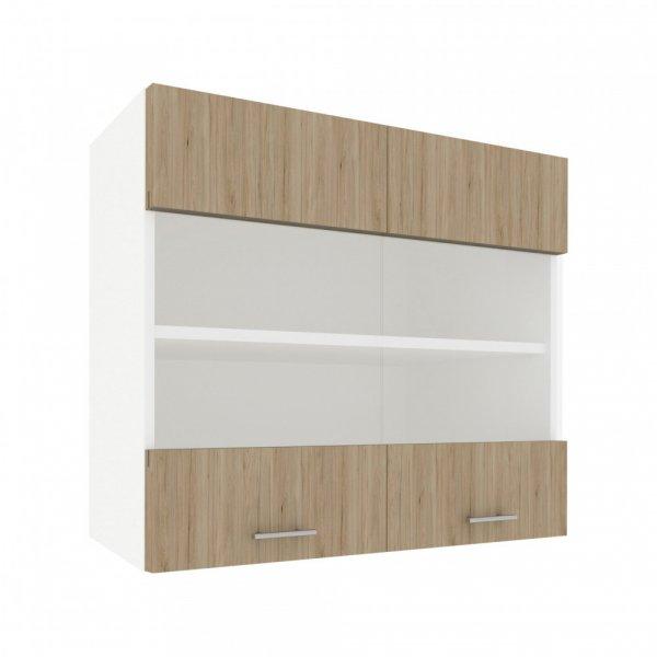 Benita 2 ajtós Felső konyhaszekrény Természetes fa-Fehér 80x30x60 cm