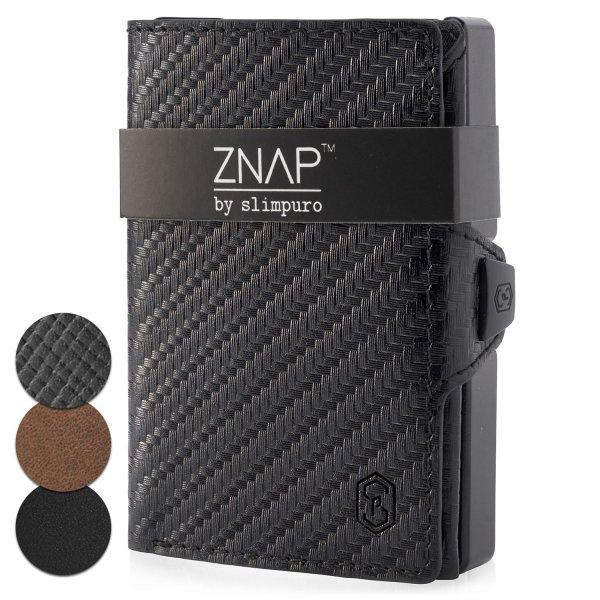 Slimpuro ZNAP, vékony pénztárca, 12 kártya, érme rekesz, 8,9 x 1,8 x 6,3 cm
(SZ x M x M), RFID védelem