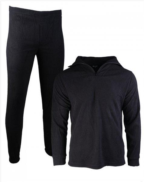 Miltec BLACK THERMOFLEECE UNDERWEAR WITH ZIPPER - aláöltöző szett, fekete