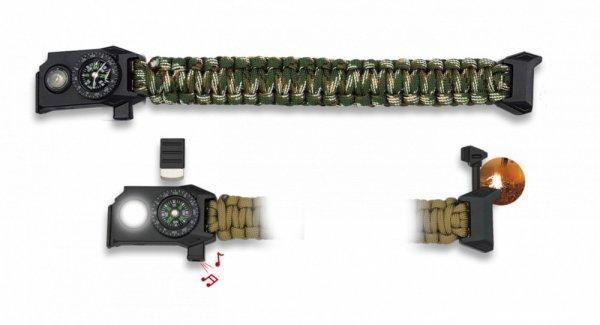 BARBARIC Survival paracord bracelet - Paracord karkötő, led, síp, iránytű,
több színben