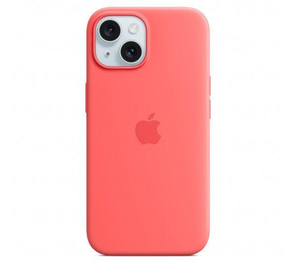 Apple iPhone 15 MagSafe szilikon tok, guava