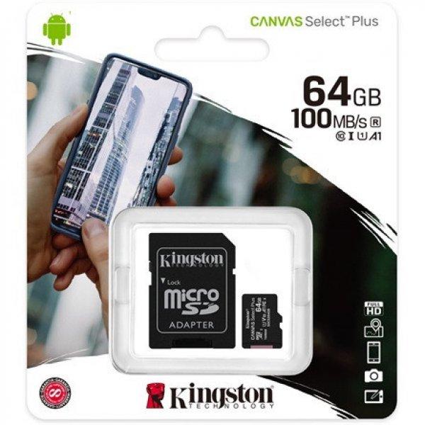 Kingston 64GB Canvas Select Plus Class 10 UHS-1 microSDXC memóriakártya