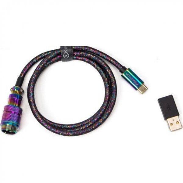 Keychron Premium Coiled Aviator Colorful USB-C M/M adatkábel 0.9m fekete
(+USB-C - USB-A adapter)